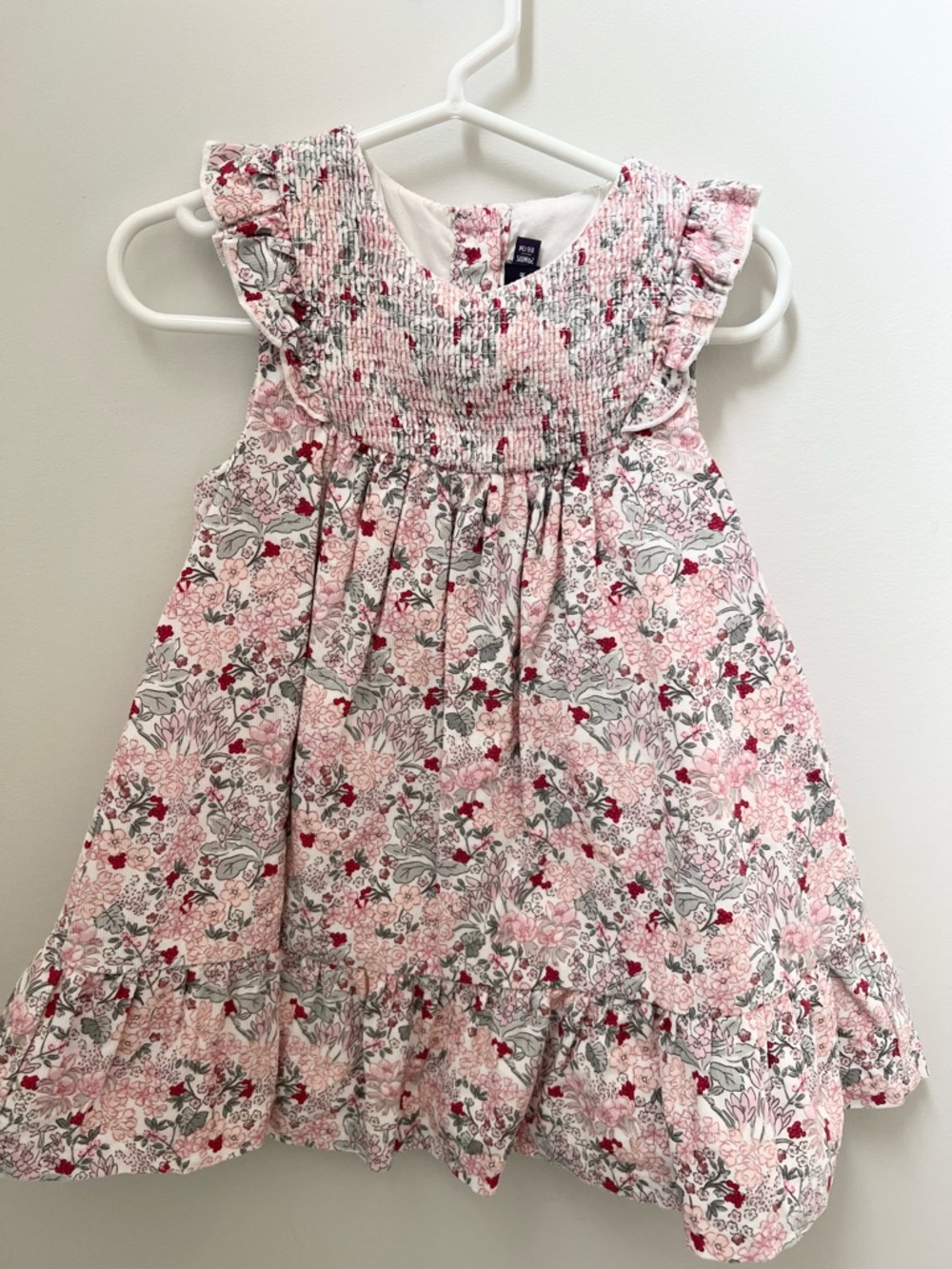 Sergeant Major French Toddler Floral Smocked Dress in Light Pink